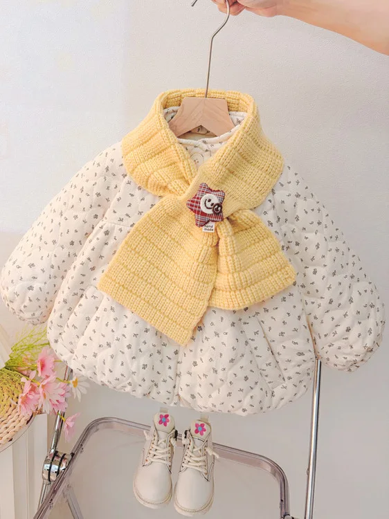 

Thiened Cotton Jaet for Girls Winter New Sle Cute Sweet Korean Version Baby Girl Cotton Coat Top for Baby Girls