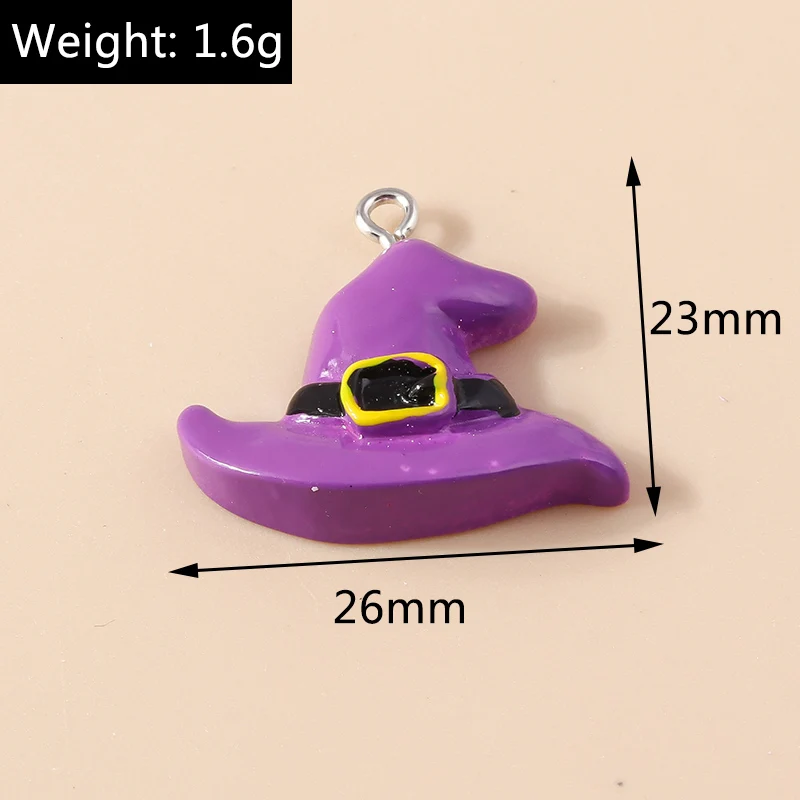 10 stücke gemischte Halloween Charms niedlichen Harz Witch Hut Katze Kürbis Mond Geist Charms Anhänger für DIY Schmuck machen Zubehör – Detail 10