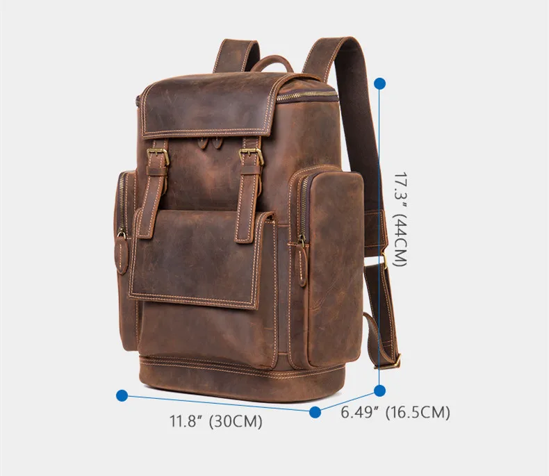 Genuine Leather Men Backpack Large Capacity 17-Inch Laptop Bag Backpackage Outdoor Travel Backpacks Portable Schoolbag 2024