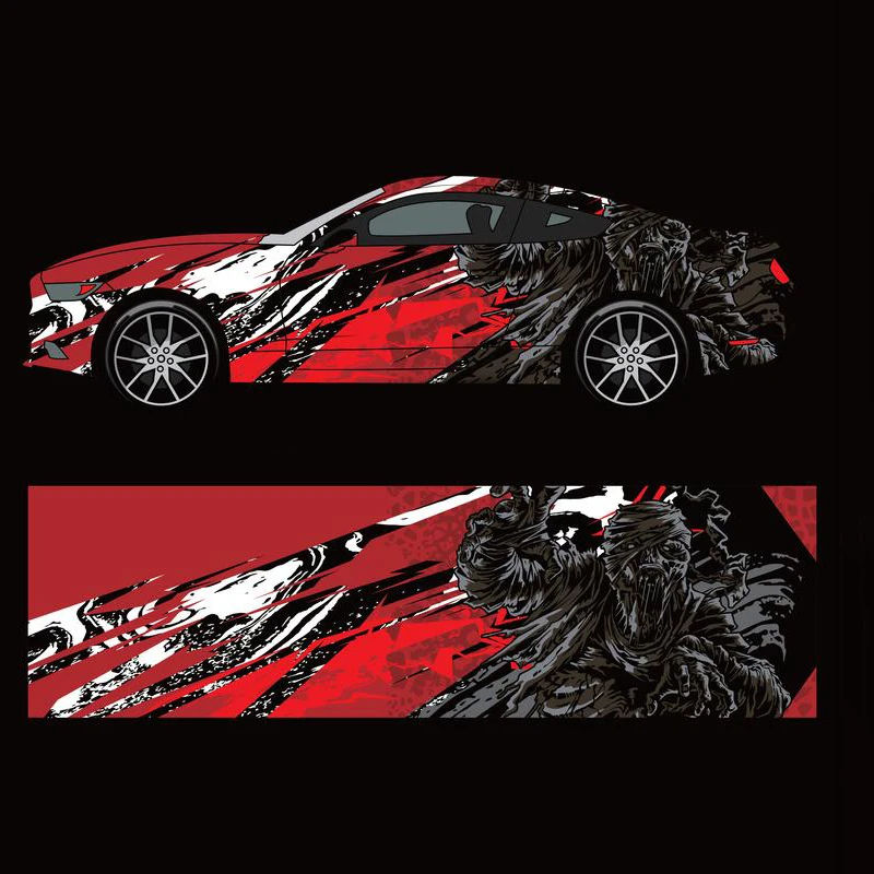 

Indiana Wave Dragon Car Sticker Racing Side Pack Modified Universal Abstract Decal Skull Pattern mummy Sticker