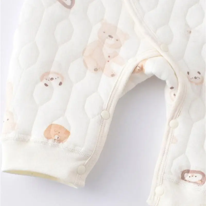 B2QD Neugeborene Baumwoll-Jumpsuit 0-1m Kinderkleidung atmungsaktivem Bodysuit warmer Tummeln