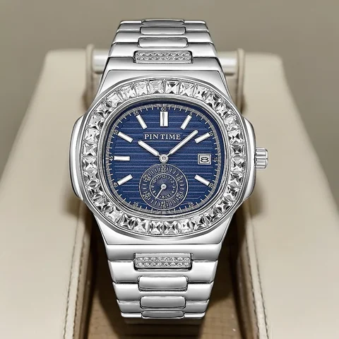 PINTIME Casual Business Herrklocka Toppmärke Lyx Armbandsur för Herr Diamant Quartz Datumklocka Vattentät Kronografklocka 8 best sales Pintime-klocka för män - №8