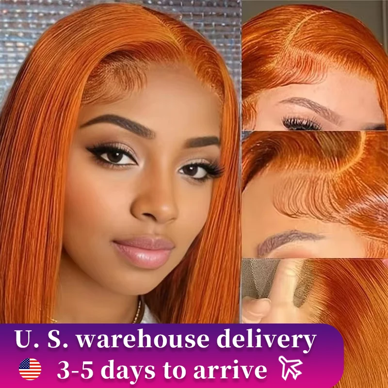 Ginger Lace Front Short Bob Wig Brazilian #350 13X4 Straight Bob HD Lace Transparent Frontal Wigs Human Hair For Black Woman