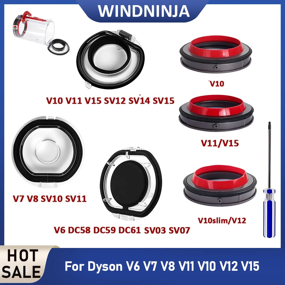 Dustbin Sealing Ring Dust Cup Base Lid For Dyson V6 V7 V8 V11 V10 V12 V15 Vacuum Top Fixed Sealing Ring and Dust Cup Base Lid