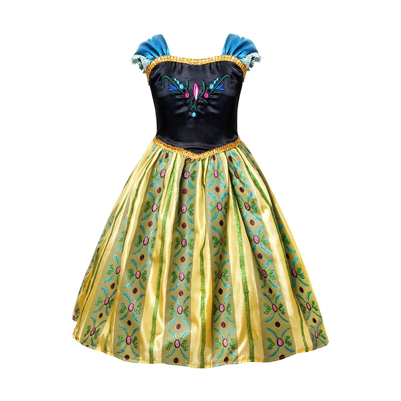 Kids Role Play Princess Dress Up Halloween Birthday Party Fancy Anna Mermaid Costume Girls Cosplay Belle Elsa Snow White Clothes view 5