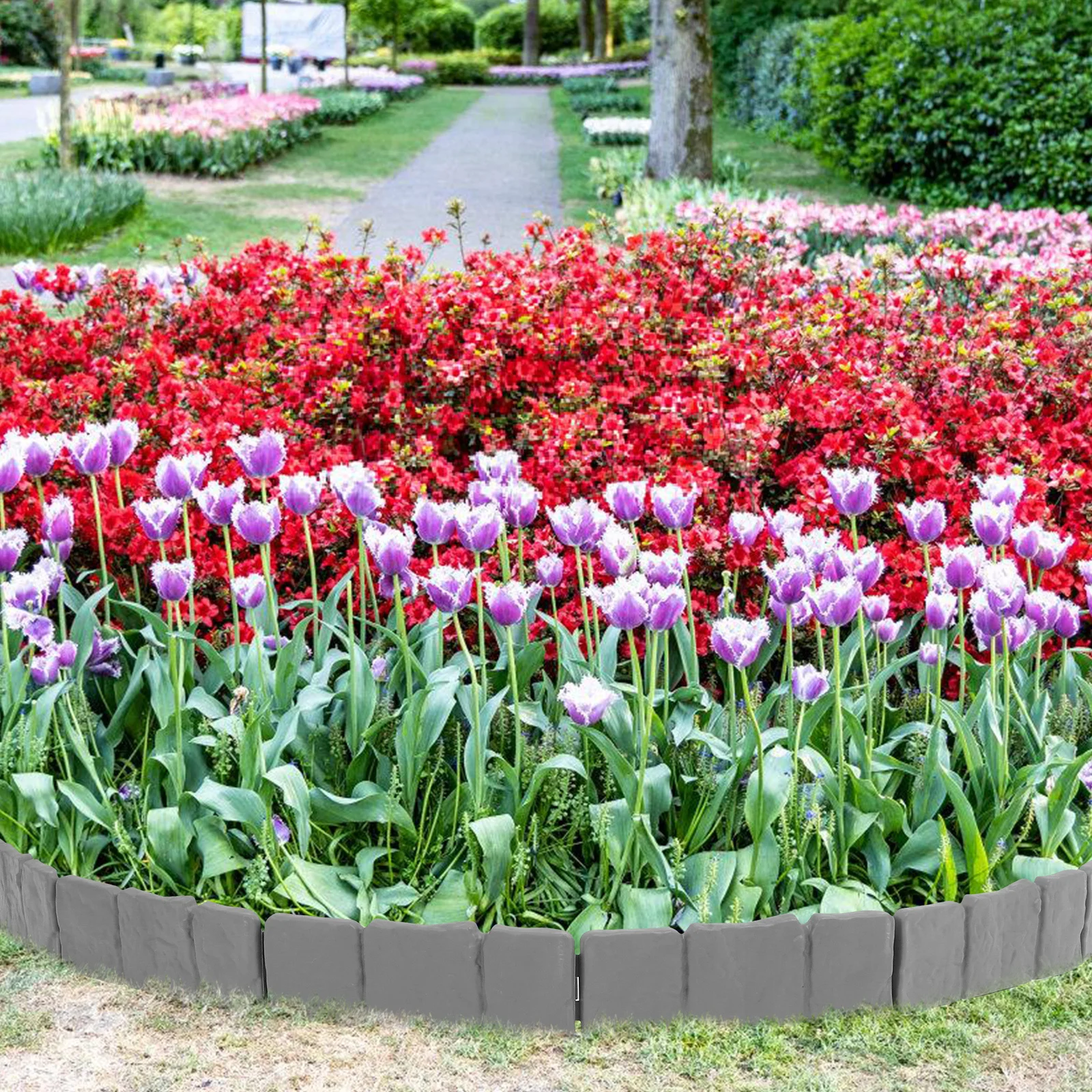 

1Set Imitation Garden Border Flexible Plastic Edging Strip for Landscaping Flower Beds Lawn Border