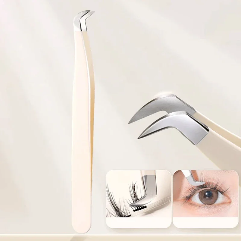 แหนบต่อขนตา คลิปหนีบสแตนเลส ป้องกันไฟฟ้าสถิต แข็งพิเศษ ความแม่นยำสูง พร้อมปลายไฟเบอร์ อุปกรณ์แต่งหน้า