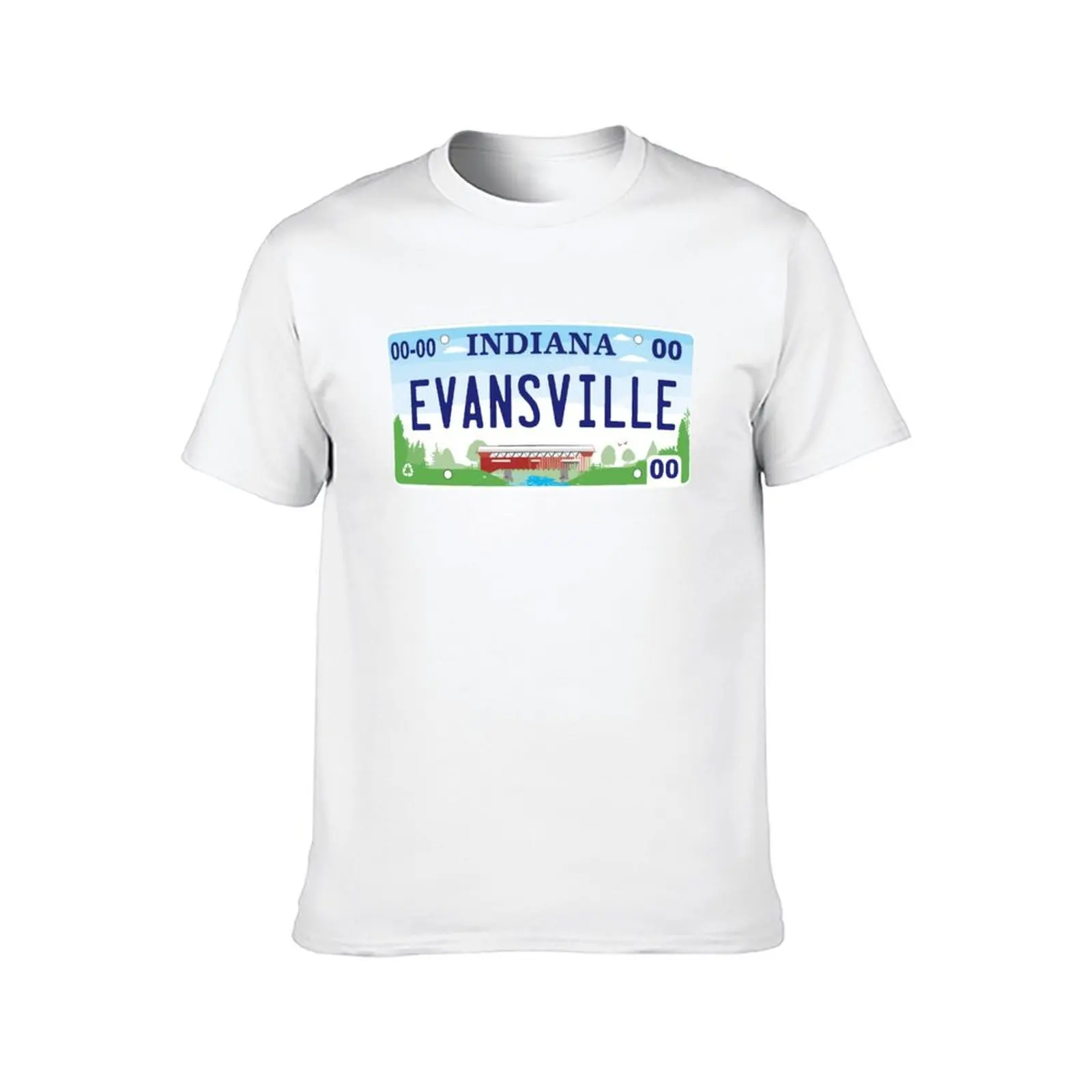Evansville Indiana License Plate T-Shirt man t shirt graphic t shirt for man 100 percent cotton anime t shirts oversize T-Shirt