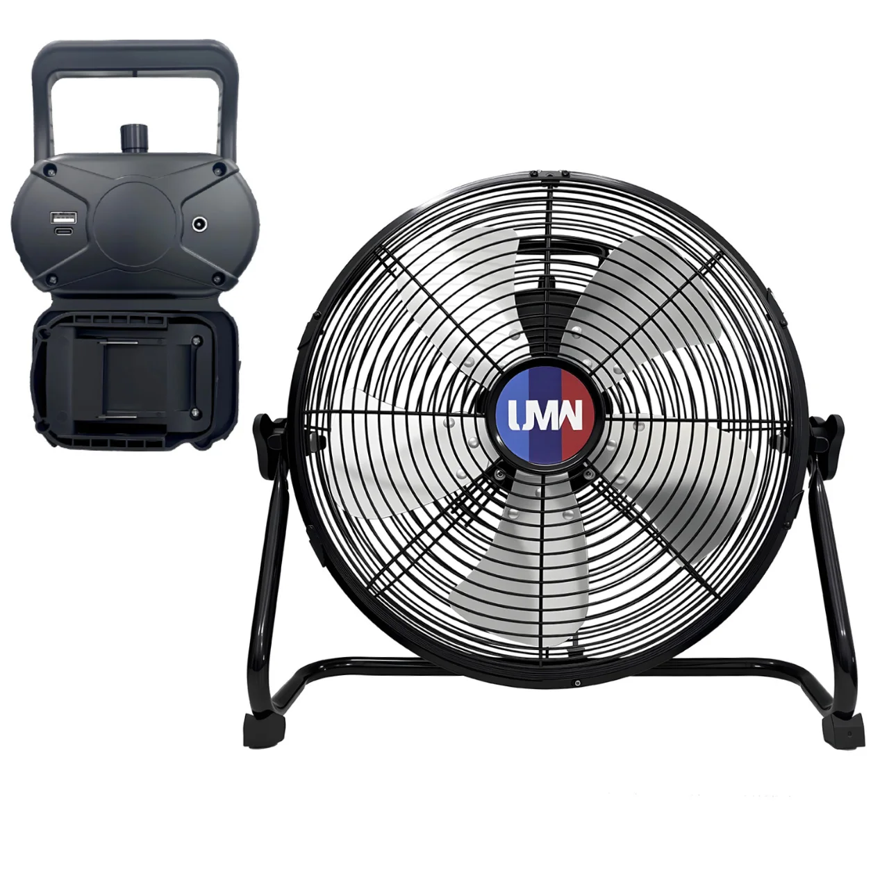 14 Inch Strong Wind Brushless Motor Floor Fan Electric Fan Rechargeable Battery Operated Camping Fan with Stepless Dimming
