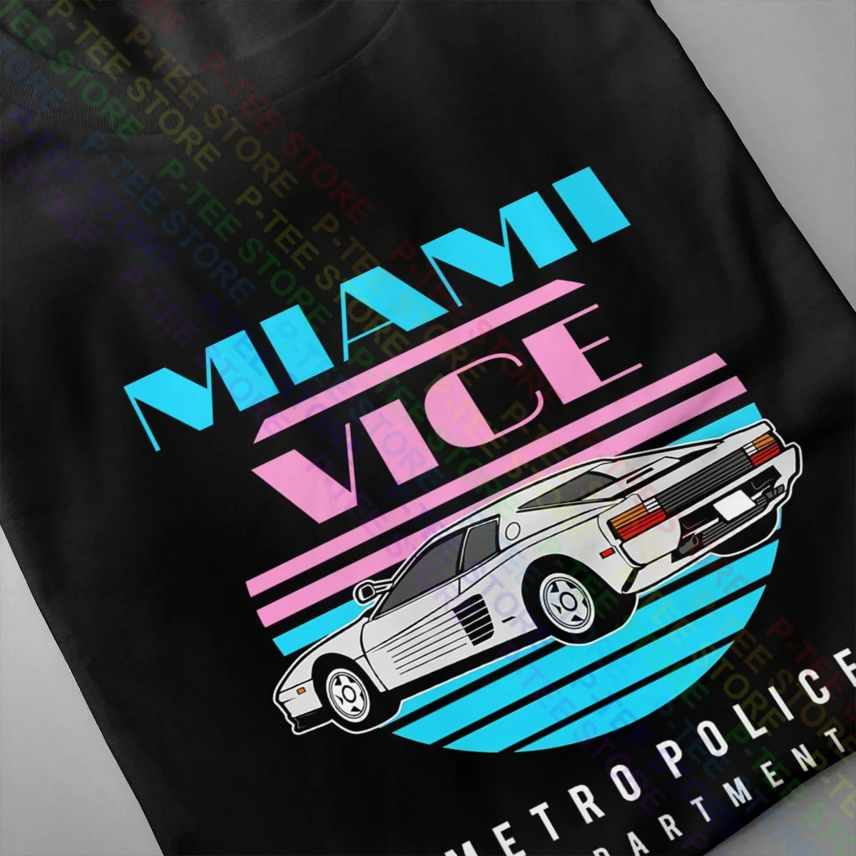 Miami Vice Squad Racecar Metro Police Department Tv Series Shirt T-shirt Print Splicing Tee