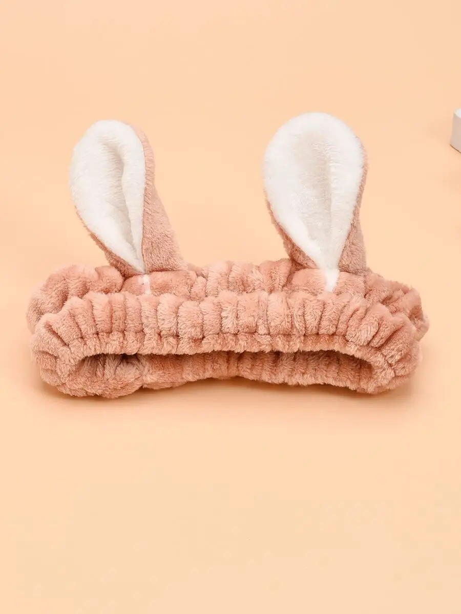 

Plush Bunny Ear Headband For Bath And Hair Styling