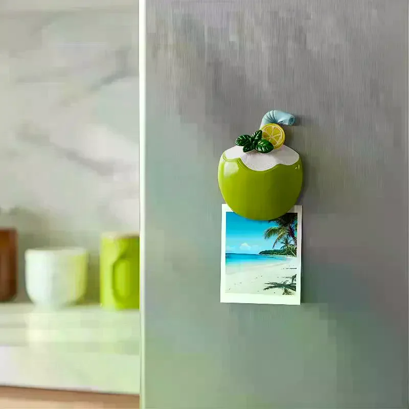 Refrigerator Magnets Cute Resin Refrigerator Sticker Summer Coconut Refrigerator Magnet Sticker