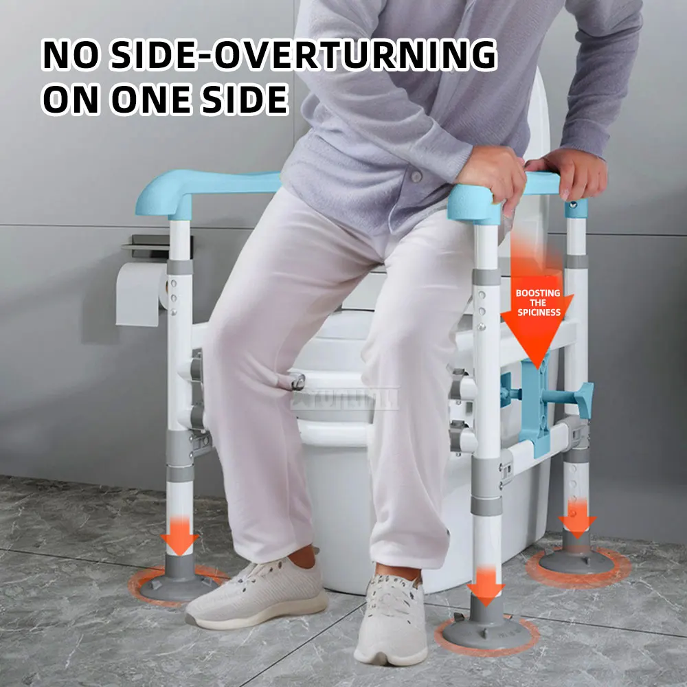 Toilet Safety Rail for Elderly Nursing Home, Stand-Up Assist Frame, No-Drilling Toilet Aid