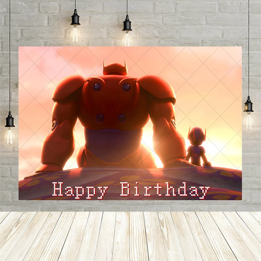 Big Hero 6 Backdrop Baymax Wall Decor Happy Birthday Party Supplies Background Kids Boys Gifts Baby Shower Banner Custom