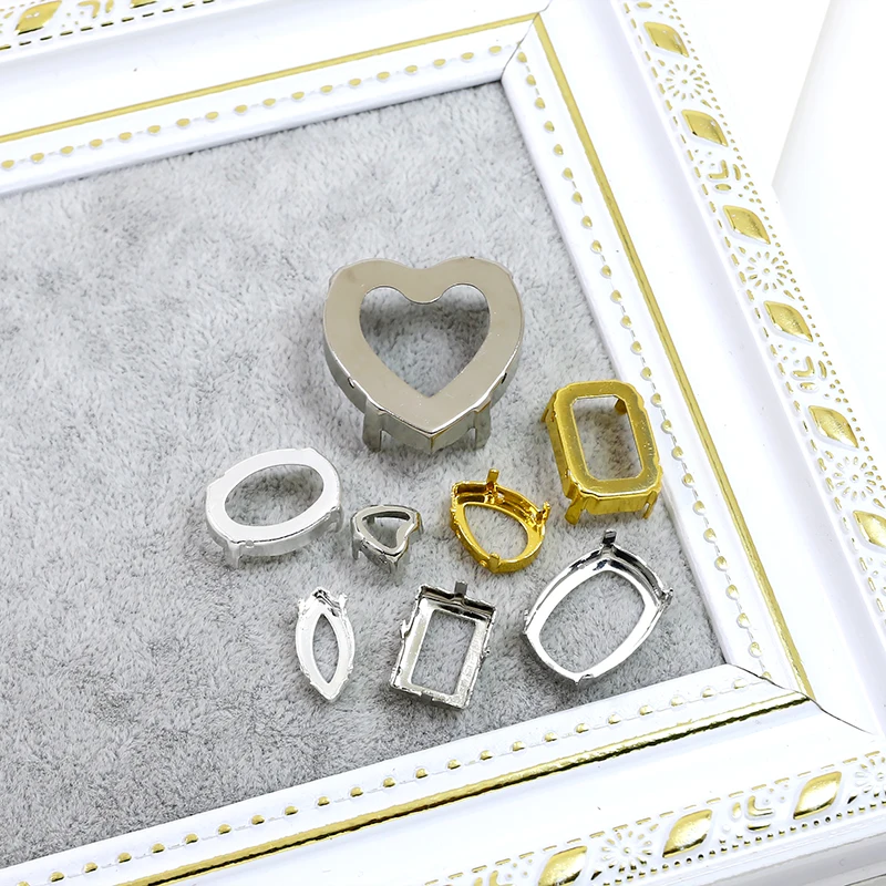 50pcs gold Tear Drop Horse Eye Various Shapes Cork Bases claw setting for glass Rhinestones Crystal Sew On Clothes needlework