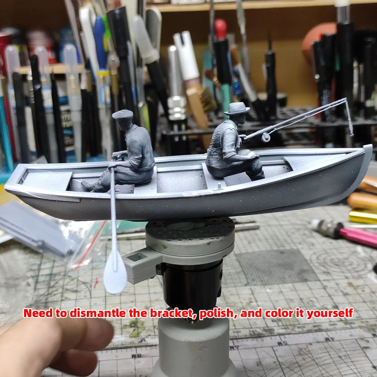 Maßstabsgetreue Miniatur-Modellbausätze Figuren Diorama Angler Commoner Fischer mit Boot Ruder Set 1/35 1/43 1/48 1/64 1/72 1/87 Ho Z – Detail 4