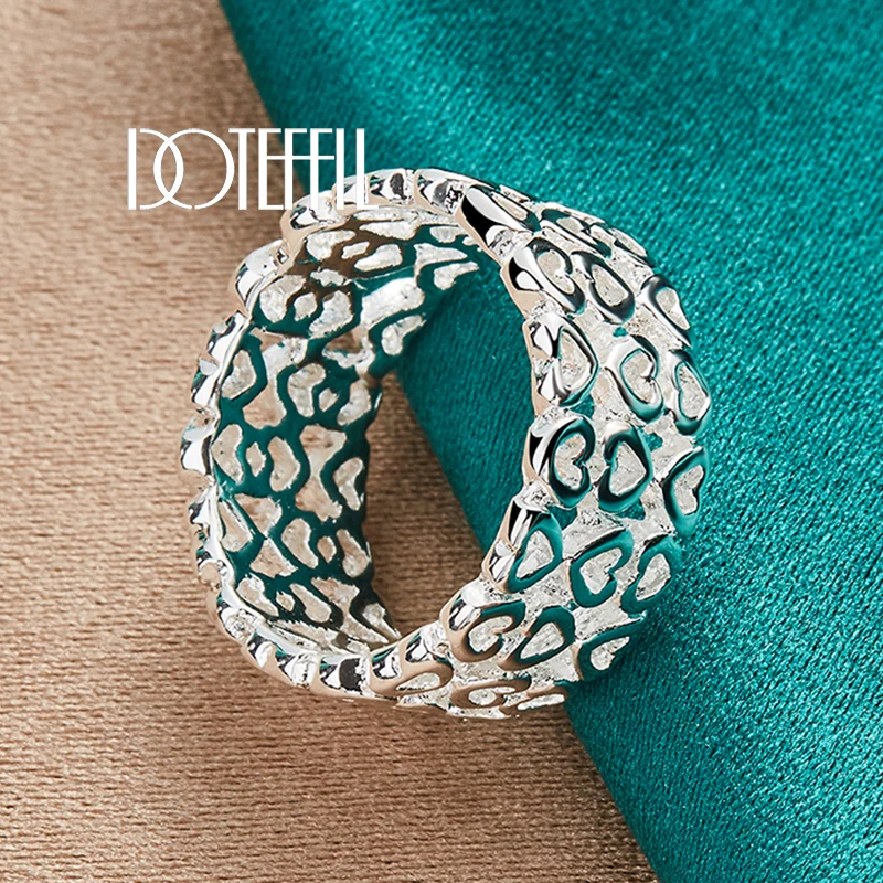 DOTEFFIL 925 Sterling Silver Full Heart Design Pierścionek dla kobiet Ślub Zaręczyny Impreza Moda Biżuteria z urokiem — zdjęcie 6