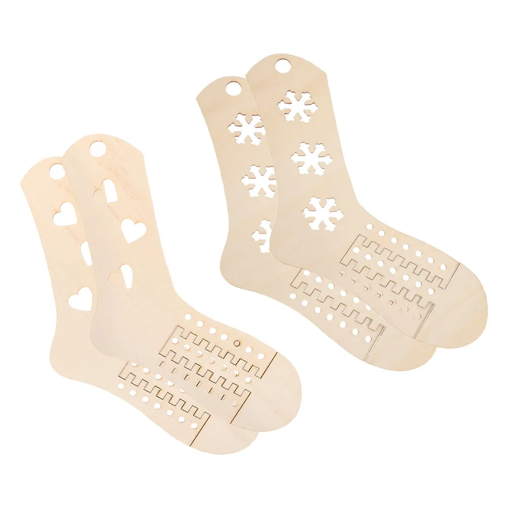 4Pcs Wood Sock Blockers DIY Adjustable Size Knit Blocking Tools Crochet Stocking Display Hand Knitting Sock Blockers Set view 5