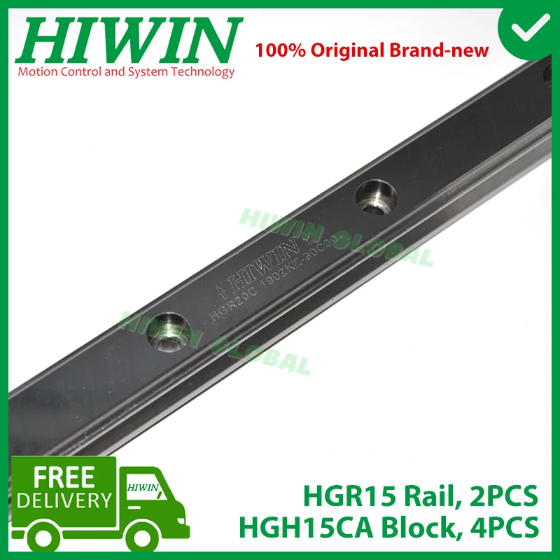 Original HIWIN Linear Guide HGR15 200 300 400 500 600 700 800 900 1000 1100 1200mm Rail HGH15CA Carriage Block ZA Preload C NEW