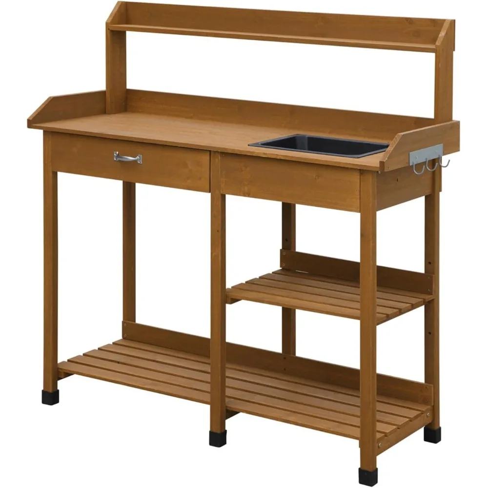 

Deluxe Potting Bench, Spacious Top Workspace Two Open Shelves for Additional Storage 17.75"D X 46"W X 47.2"H Light Oak