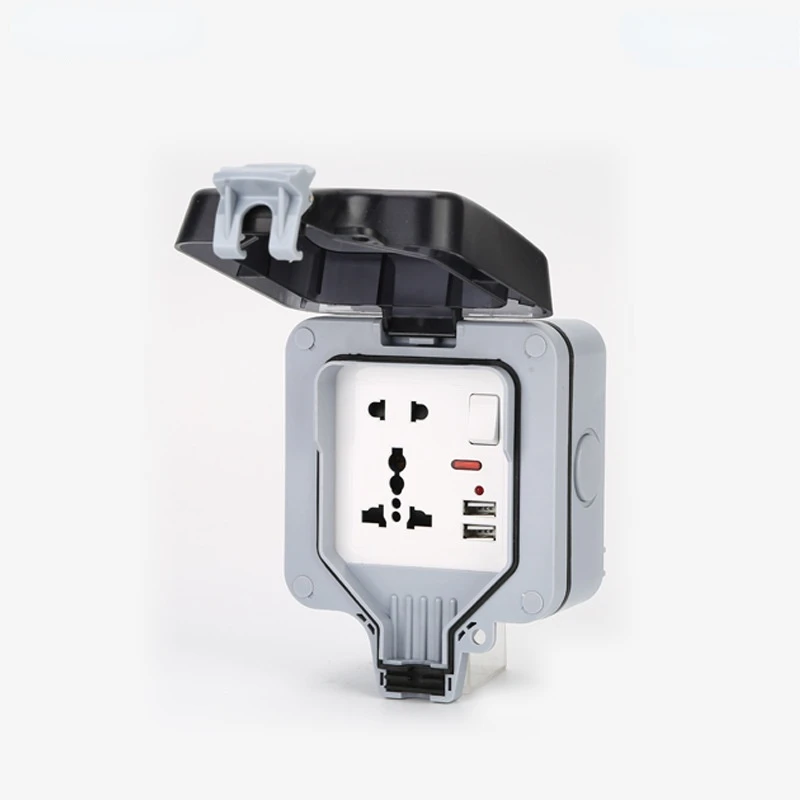 ip66 waterproof multifunctional five hole socket USB interface outdoor storm proof switch enclosure