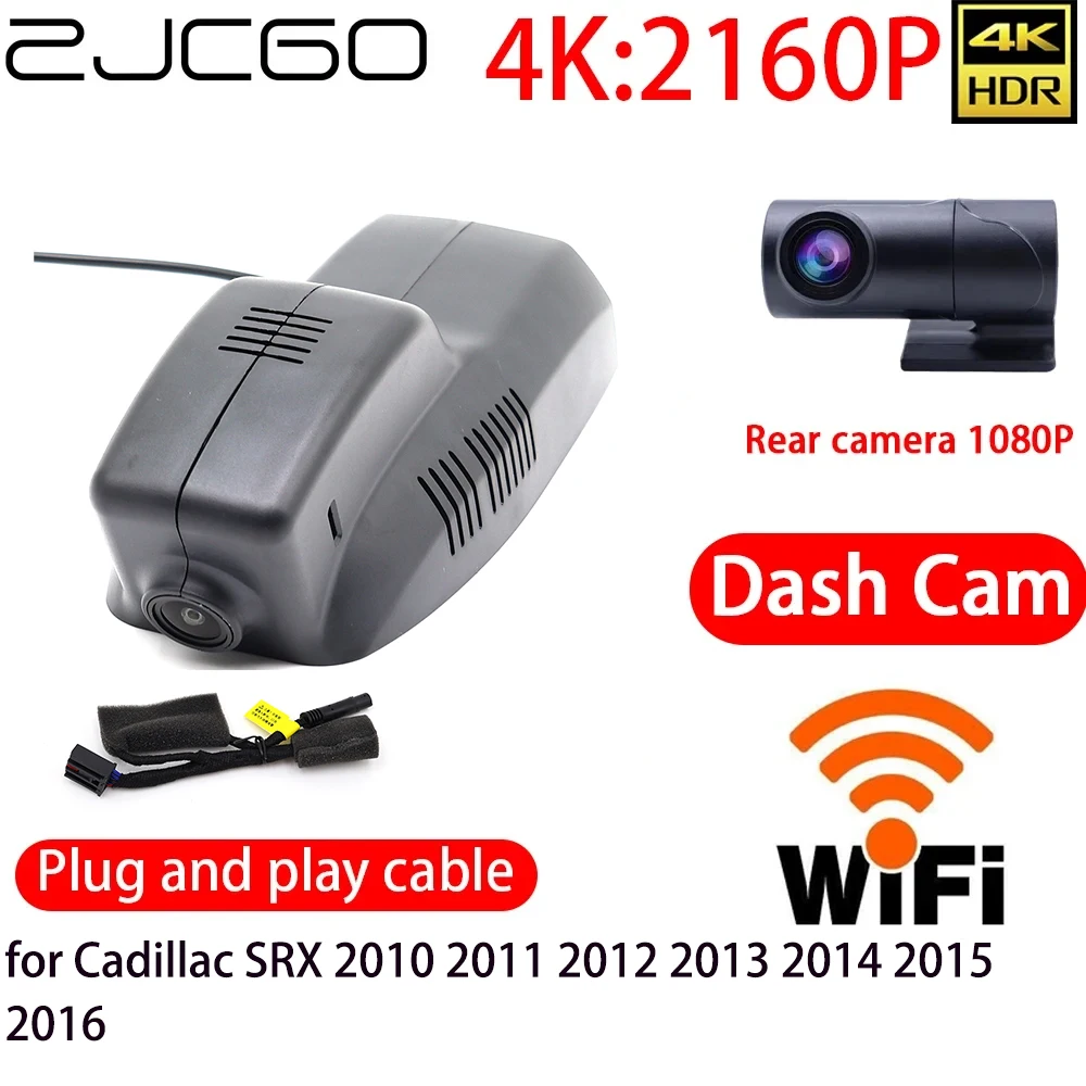 

ZJCGO 4K Car DVR Dash Cam Wifi Front Rear Camera 24h Monitor for Cadillac SRX 2010 2011 2012 2013 2014 2015 2016