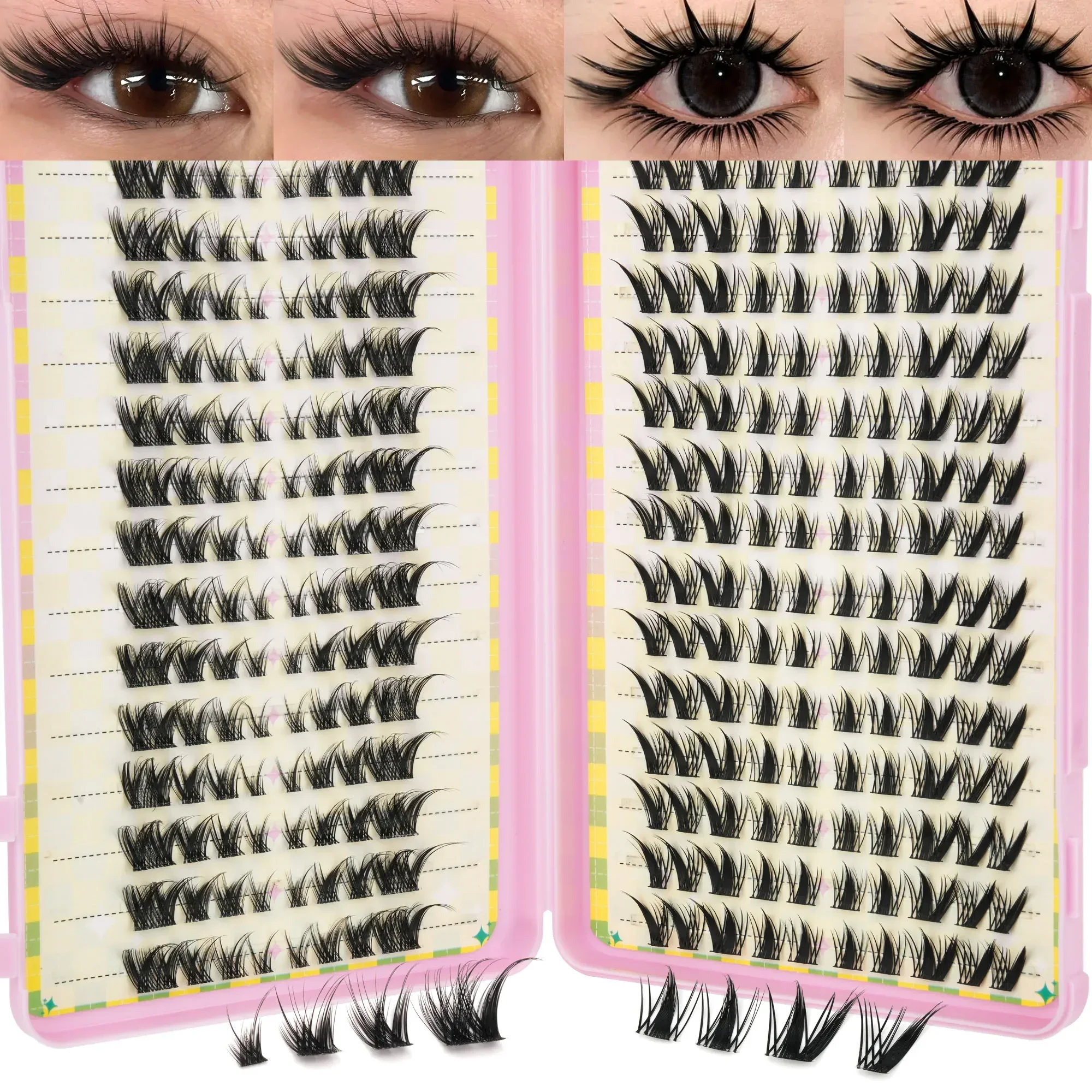 Multi‑Style DIY Spiky Cluster Individual Lashes Large Storage Box Faux Mink Reusable False Eyelashes For Home Women Make