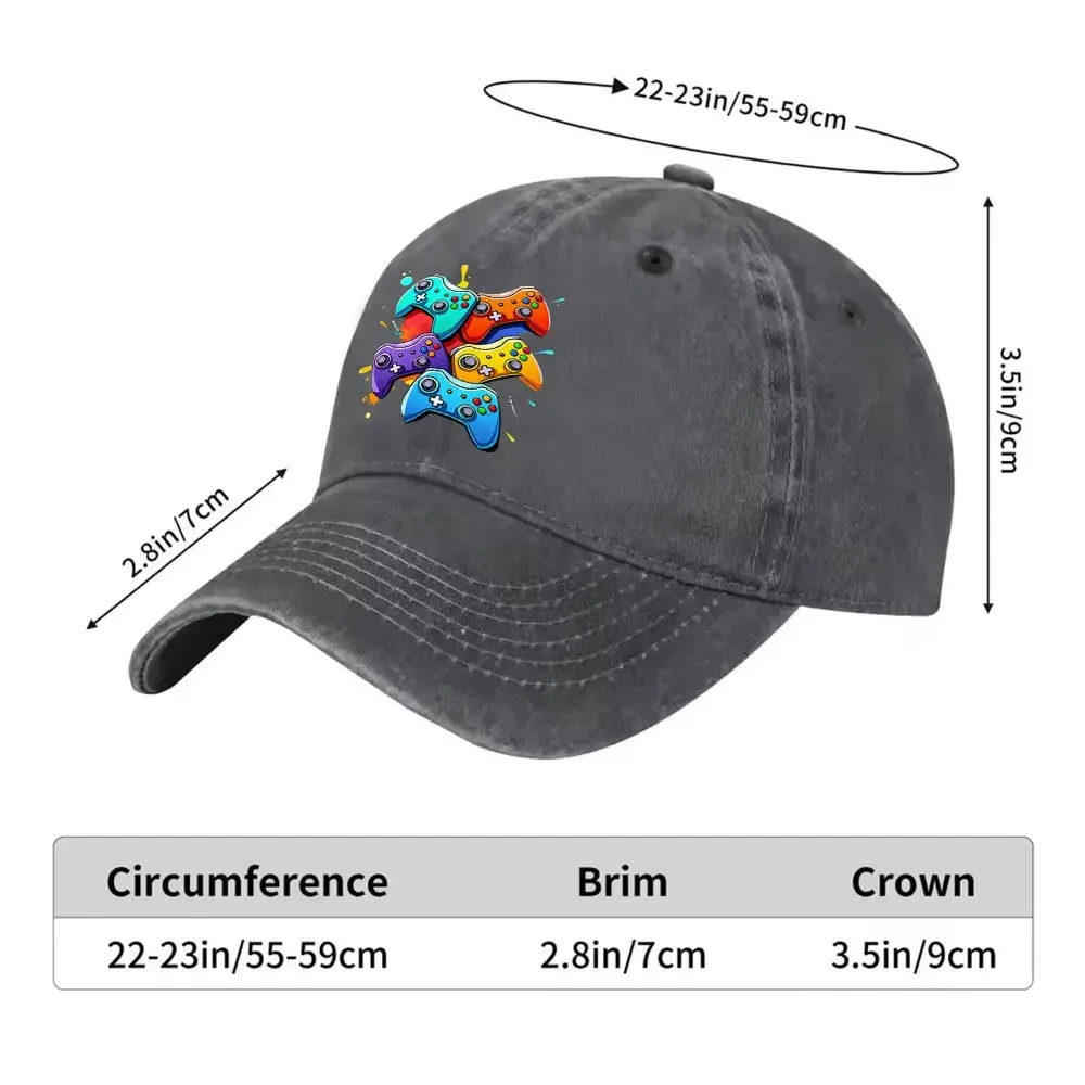 1pc Unisex Multicolor Game Controller Vintage Washed Baseball Cap Men'S Trendy Hat Versatile Duckbill Cap Fun Print Unique Birth