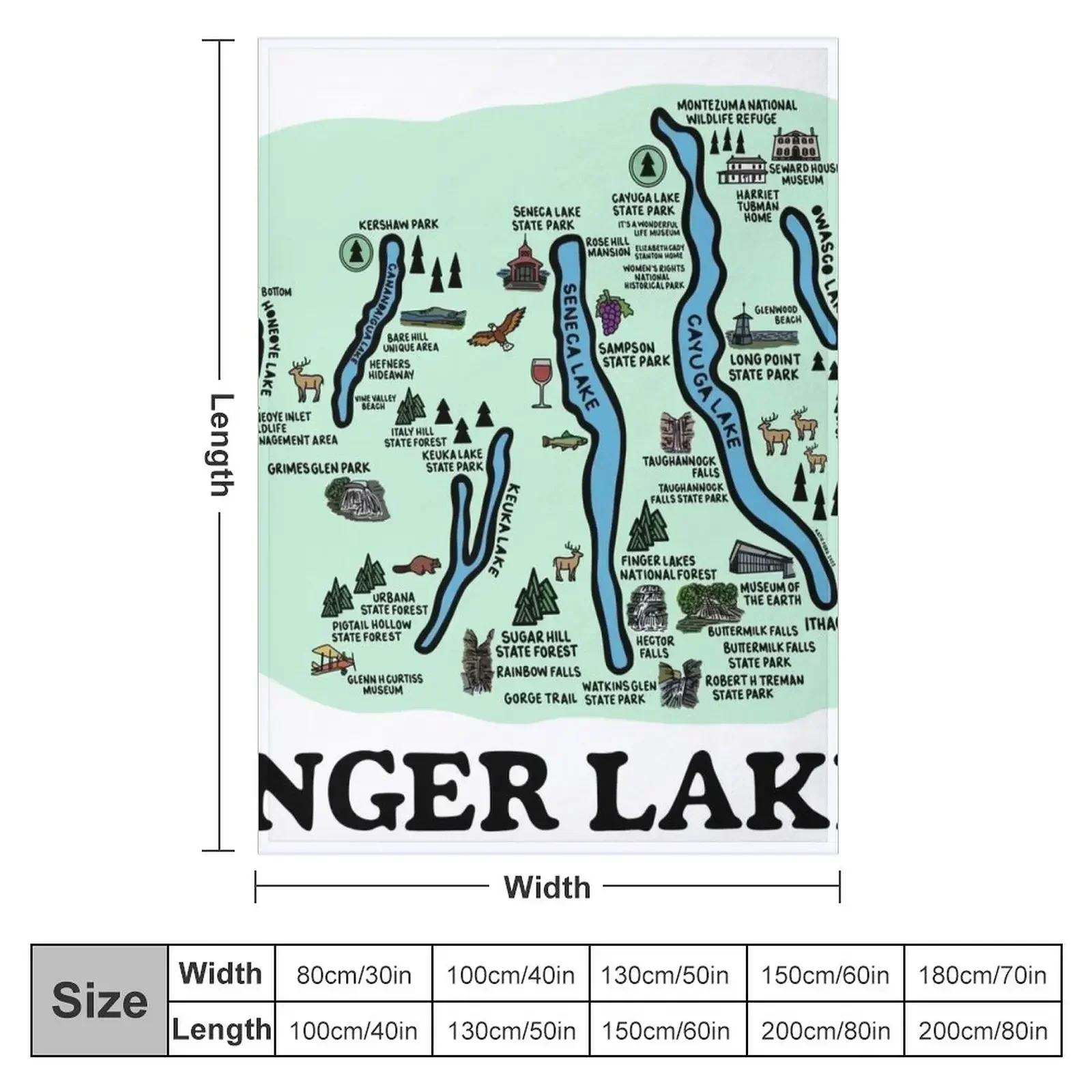 Finger Lakes Map Throw Blanket Nap Bed covers for winter Blankets