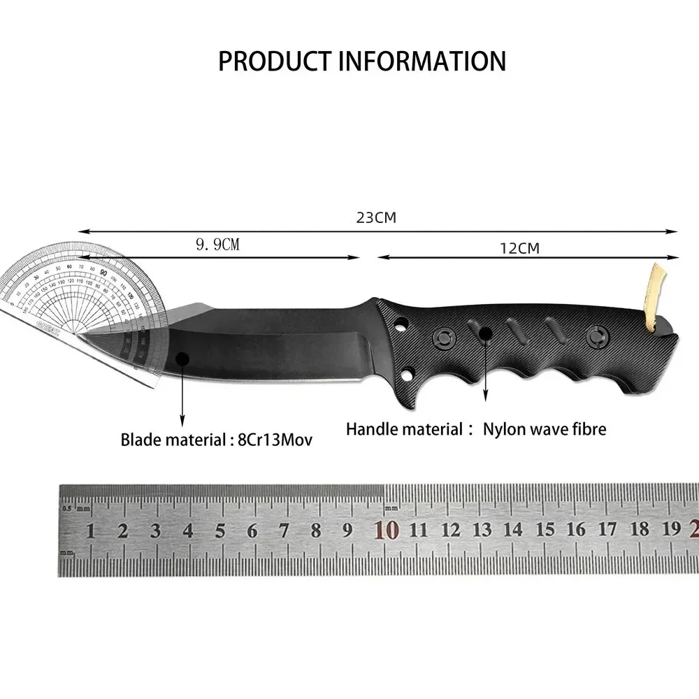 Full Tang Tactical Fixed Blade Knife 8Cr13Mov Steel Blade G10 Handle with Kydex Sheath Ourdoor Military Combat Knives