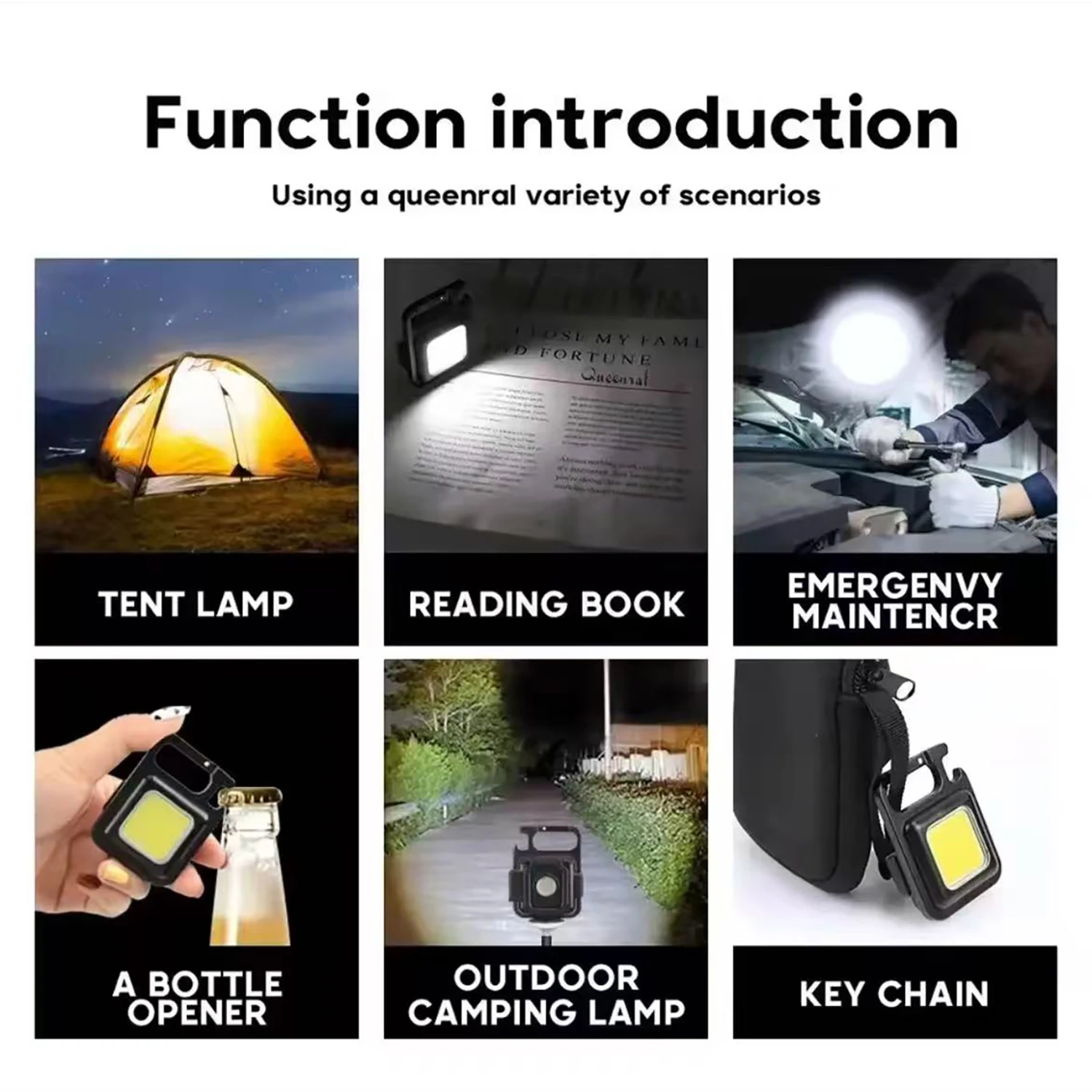 Mini LED Flashlight Keychain Multifunctional Portable COB Camping Lamps USB Charging Work Lights Outdoor Fishing Hiking Lanterna