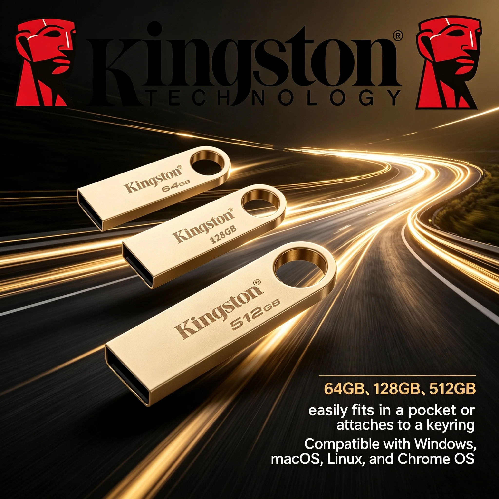 Kingston USB 3.2 Metal Flash Drive High Speed Read 220Mb/s Write 100Mb/s Pendrive Pen Drive Stick for TV Car Max Computer Backup