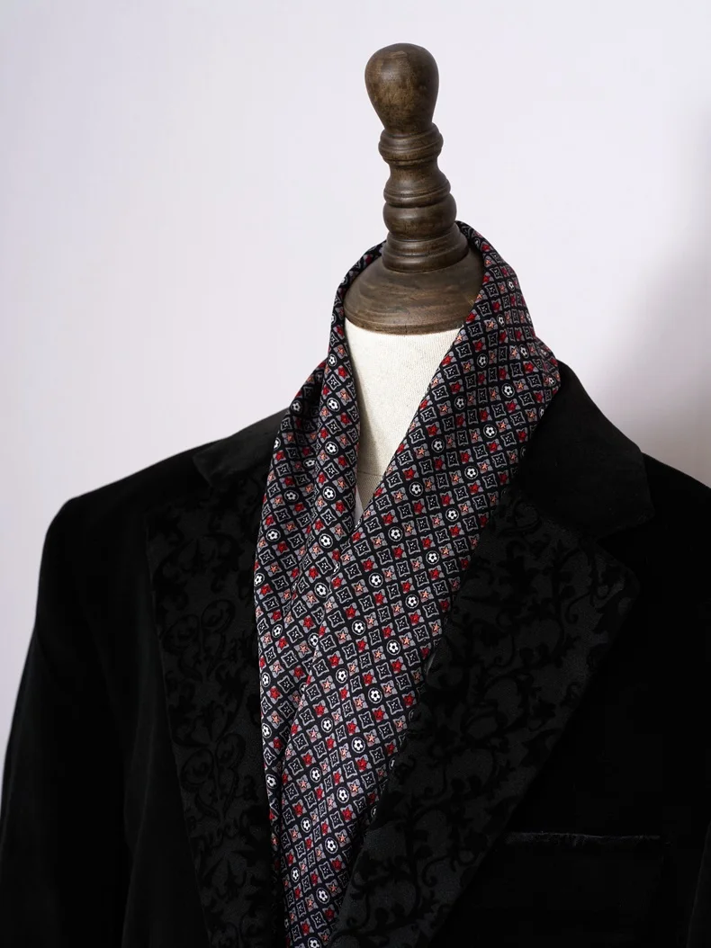 Men\'s 100 Silk Scarf Double Layer Long Neckerchief Wedding Business Suit Cravat Star Red Blue Black Brown