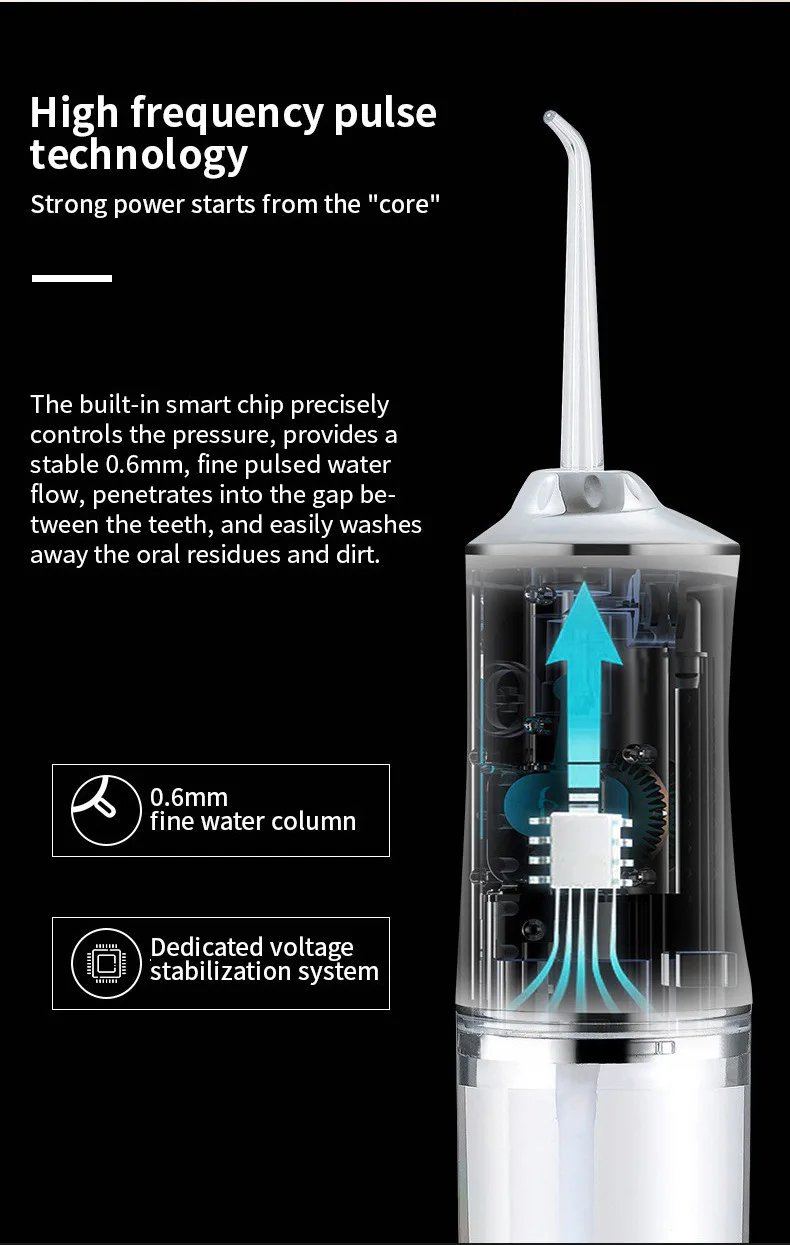 USB Portable Water Flosser 240ML Oral Irrigator with 4 Nozzles Dental Cleaning Jet Tool for Teeth Pick Mouth Oral Cleaning Agent