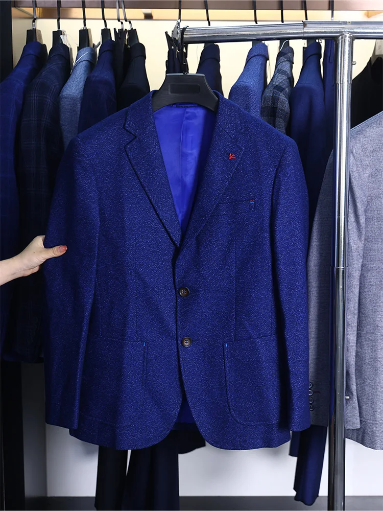 

Homesi, весенне-осенний мужской модный удобный повседневный костюм из смесовой шерсти Jaet, молодежный классический костюм Long Sve, повседневный ...