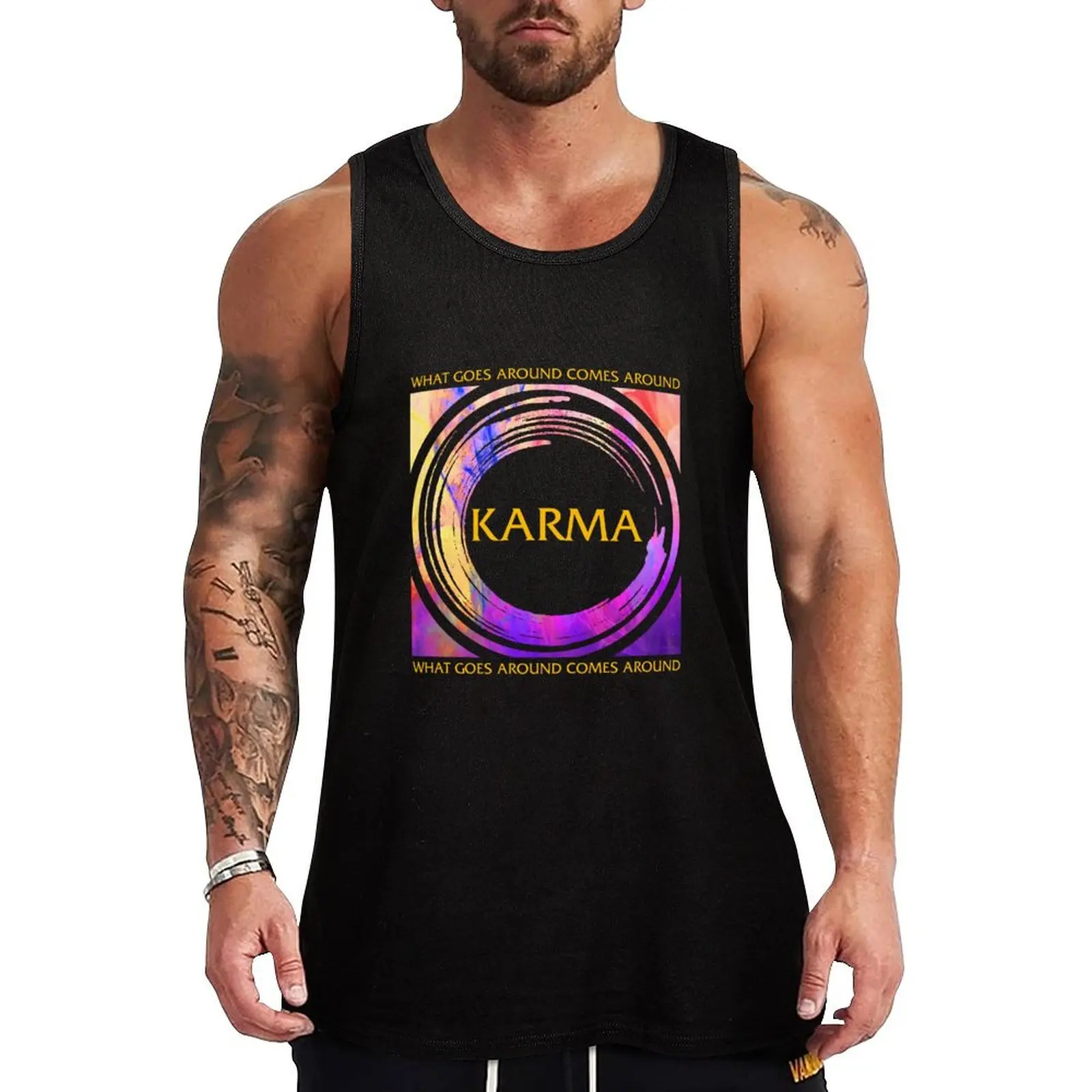 

Karma Shirt, Buddha Yoga Tee, Vintage Karma Quotes Universal Law Buddhism Funny Gift For Men Women Tank Top