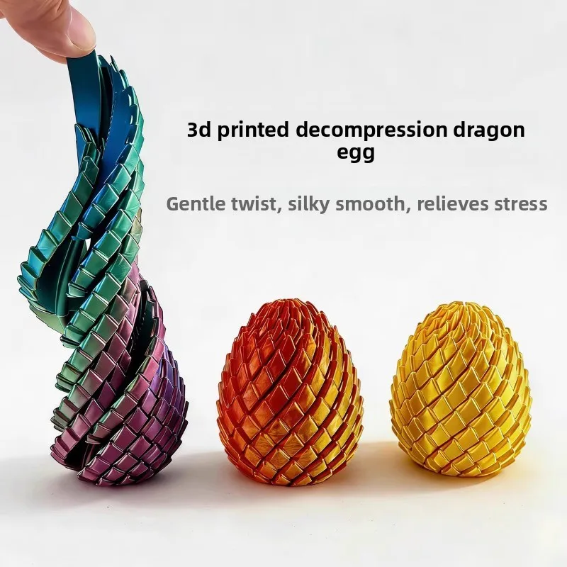 Dragon Egg Fidget Toy 3D Printed Twist Stress Relief Egg Desk Ornament Deformable Novelty Gift for Office