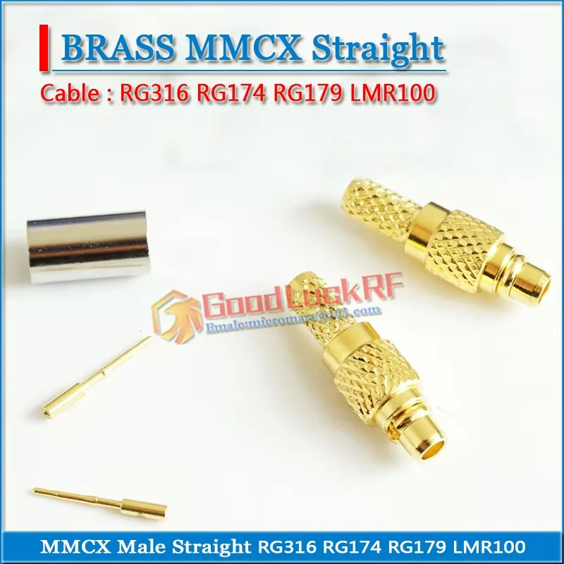 MMCX Male needle Crimp RG179 LMR100 RG316 RG174 RF Coaxial MMCX Female Straight RF Connector antenna Gold Plated Copper PTFE