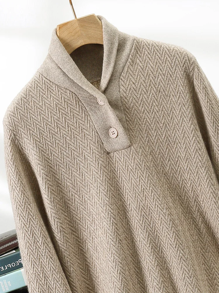 Yoyoselect Men's Cashmere Shawl Collar Sweater Autumn Winter Thick Warm Old Money Style Pullover 100% Cashmere Knitwear Tops