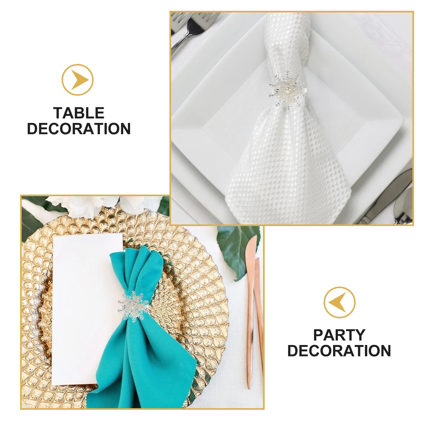 

6Pcs Napkin Clips Exquisite Buckles for Christmas Parties Banquets Home Hotel Dining Table Decorations Silver Napkin Ornaments