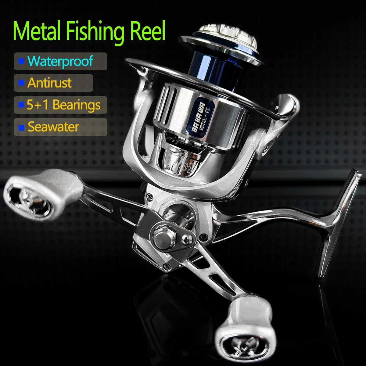 .Spinning Fishing Reel All Metal Rocker Line Cup Stainless Steel Bearings Antirust Wheel 5.2:1Gear 2000 3000 7000 Series Pesca