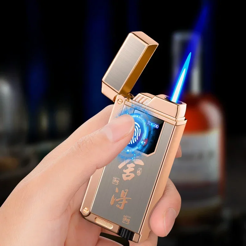 New High-tech Touch Sensor Lighter Gas-electric Hybrid Electronic Cigarette Lighter Windproof Alloy Fashionable Lighter Gift