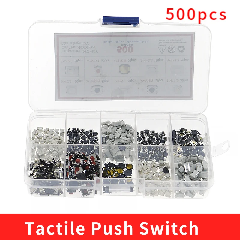 500Pcs interruttore a pulsante tattile a 10 tipi tasti del telecomando per auto pulsante Touch microinterruttore