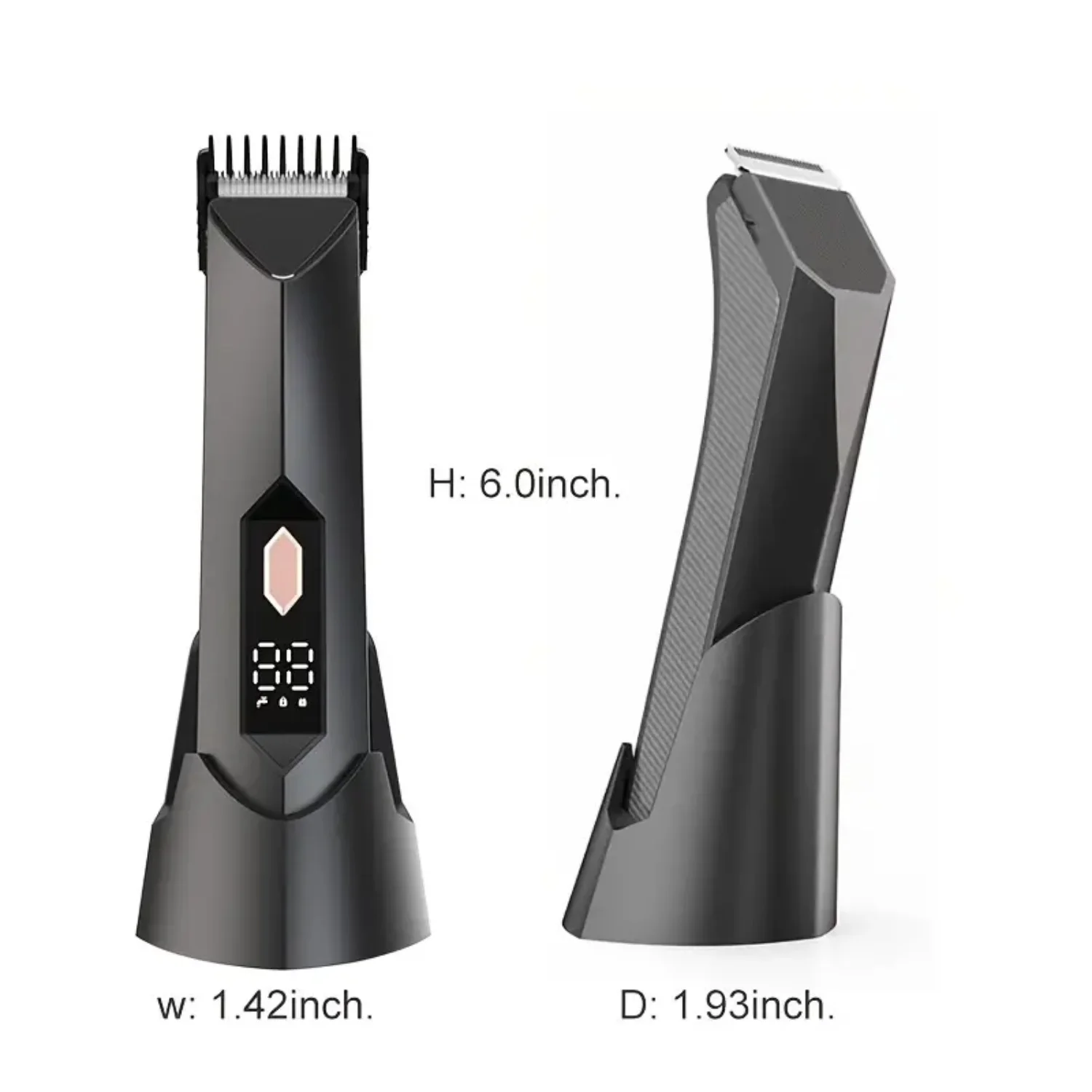 Electric Groin Hair Trimmer for Men with Replaceable Ceramic Blade Heads, USB Rechargeable, Waterproof Male Hygiene Razor