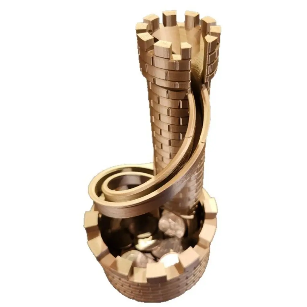 PLA ปราสาทสไลด์คอนเทนเนอร์เก็บเหรียญรุ่นถังออมทรัพย์ Castle Tower Piggy Bank เกลียวเปิด Rolling Tower กล่องเงิน