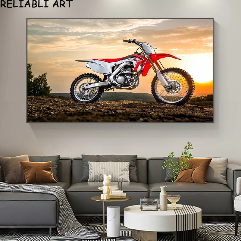 Modern Cool Motorcycle Landscape Poster and Prints Canvas Painting Wall Art Pictures for Living Room Home Decor No Frame