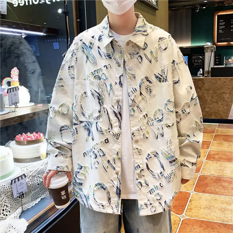 2025 spring new style shirts long sleeve high quality jackets casual mens shirt,autumn smart casual letter shirt men