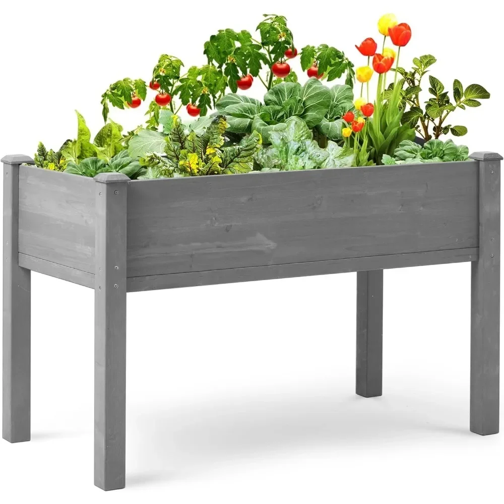 

Planter Raised Garden Bed with Legs (48x24x30''), Solid Wood Elevated Planter Box for Outdoor