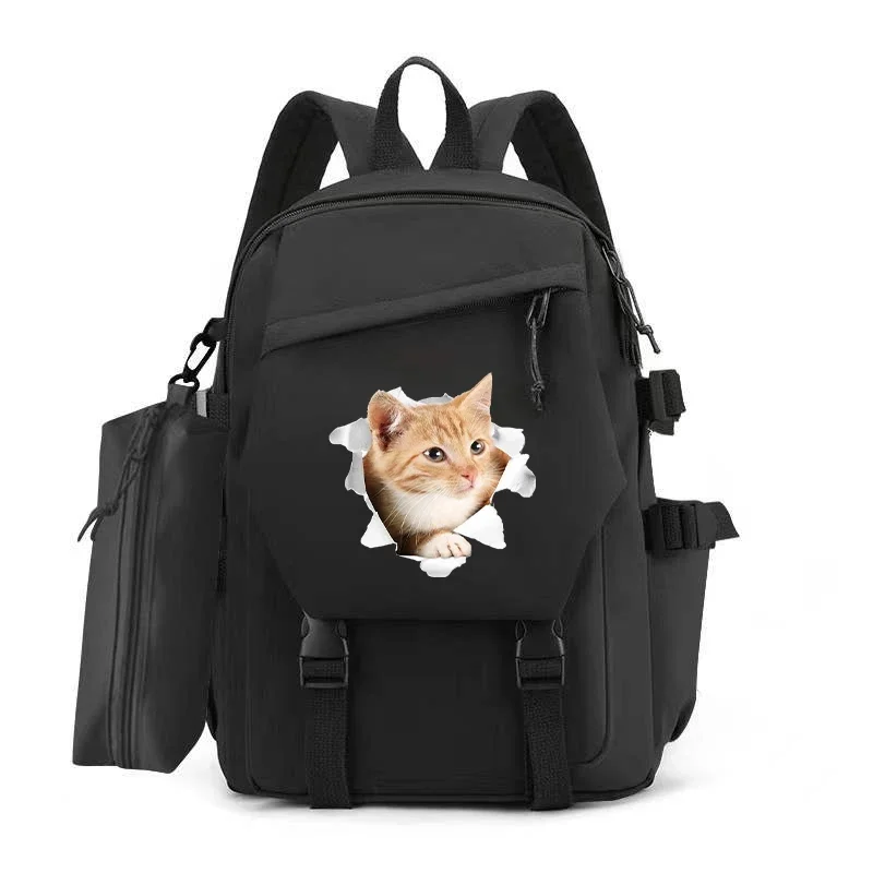 Kawaii Cat Print Backpack Women Men School Backpack Black Women Backpack Teenager Girl Boys School Bags Usb Mochila Bagpack Pack