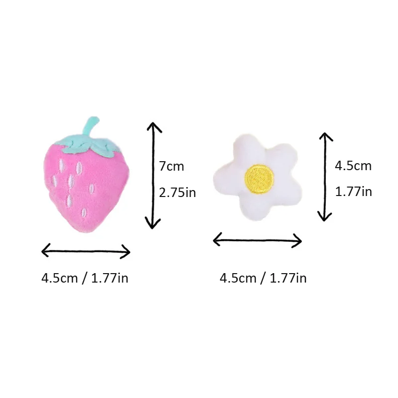 2pcs/set 2023 Fall Winter Cute Pink Strawberry Flowers Brooches Pins Handmade Cotton DIY Sweater Bags Fashion Accessories